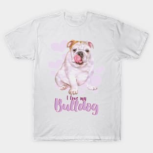 I Love my Bulldog (purple)! Especially for Bulldog owners! T-Shirt